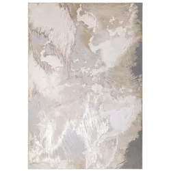 Kadima Design Designerteppich Glanzfaser Modernes Marmordesign | 160x230cm | Gold-Grau-Beige-Champagner | Langlebig | COMO-Nesso Kollektion