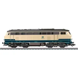Diesellokomotive MÄRKLIN "Märklin Diesellokomotive Baureihe 218 - 39215", blau (blau, elfenbein), Modelleisenbahn-Fahrzeuge, KinderB:3,5cm H:5,5cm L:18,9cm, Kunststoff, Metall, Made in Europe, B:3,5cm H:5,5cm L:18,9cm