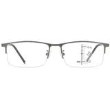 Lanomi Gleitsichtbrille Halbrahmen Damen Herren Blaulichtfilter Ultraleicht Rechtecke Titan Rahmen Progressive Multifokus Lesebrille Grau Gleitsichtbrillen 2.5 - M