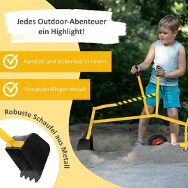 Lemodo Sitzbagger aus Metall, Sandbagger mit 360o Drehung und Räder, Kinderbagger