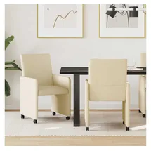vidaXL Esszimmerstuhl mit Rollen Creme