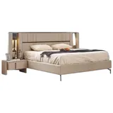 Xlmoebel Schlafzimmer-Set Luxus Schlafzimmer Beige Doppelbett 2 Nachttische Zeitgemäße Möbel, (3-tlg., Bett / 2x Nachttische), Hergestellt in Europa beige