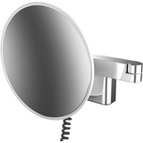 Emco LED Rasier- und Kosmetikspiegel, Wandmodell, Doppelgelenkarm, Vergrˆflerung 5- fach, rund, Spiralkabel und Stecker, Farbe: Schwarz