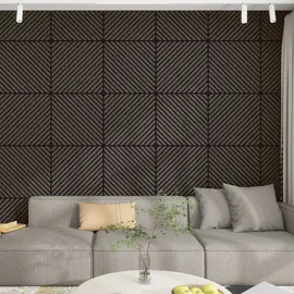 [neu.holz] Akustik-Wandpaneel Vang dunkelgrau 8 St. 60 x 60 cm