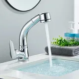 Waschtischarmatur Bad Ausziehbar Brause Wasserhahn Bad Waschbecken Mischbatterie,Chrom