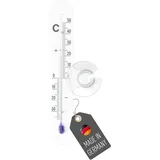 Lantelme Fensterthermometer mit Saugnapf Temperaturanzeige Analog -35°C bis 50°C | Aluminium in Silber | Metall Thermometer mit Saugkopf für Außen Fenster Fensterscheibe Fensterrahmen (Alu)