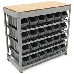 HBM-Schrank, Lager, Regale mit 24 Sichtlagerkästen