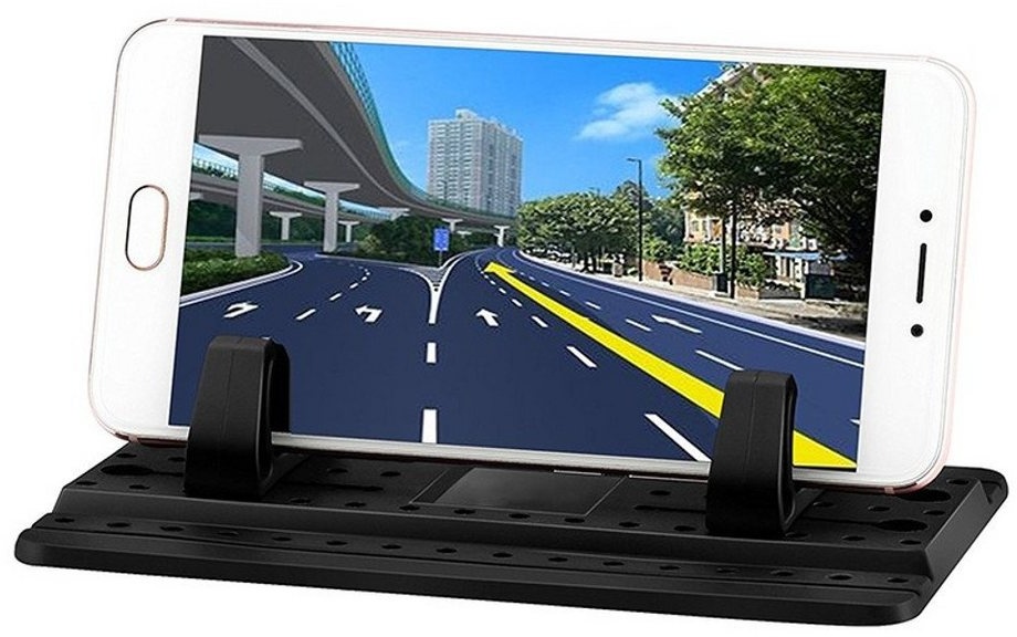 L & P Car Design Haftpad Antirutschmatte Auto Ablage iPhone Samsung Handy-Halterung, (1 Stück, 3-tlg., kompatibel mit vielen Smartphones) schwarz