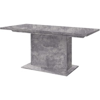 Forte Dining Tables Esstisch ausziehbar, Holzwerkstoff, Betonoptik Lichtgrau, 90 x 160 x 76,6 cm