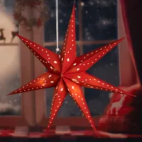 Harms Import LED Hänge Lampe Papier Stern X-MAS Dielen Weihnachts Deko Strahler rot