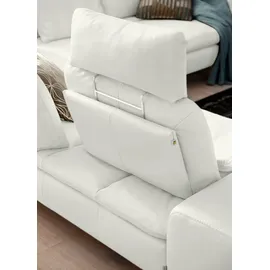 W.Schillig Ecksofa "valentinoo, Designsofa, elegant und bequem, L-Form", weiß (weiß z59), B:318cm H:83cm T:298cm, Longlife Xtra-Leder Z59: Glattleder mit modischer Prägung. Hautstärke 0, 9 - 1, 1 mm, Sofas, Ecksofa, mit Sitztiefenverstellung, Breite 318 cm