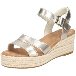 Keilsandalette TOMS "TOMS Sandalen Leder", Damen, Gr. 37,5, gold, Leder, casual, Schuhe
