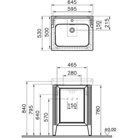 Vitra Waschtischunterschrank 1 Tür 64,5 x 88 x 53 cm Elfenbein Matt/Weiß Hochglanz