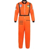 Josamogre Astronauten Kostüm Erwachsene Herren Kostüm Astronau Anzugt Weltraum Raumfahrer Halloween Cosplay Orange 2XL - XXL