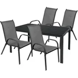 Mojawo Gartengarnitur Sitzgarnitur 5-teilig L125xB70cm Non-Wood Anthrazit - Grau/Schwarz