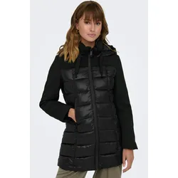 Steppmantel ONLY "ONLSOPHIE MIX PUFFER CC OTW", Damen, Gr. L (40), schwarz, Steppware, Obermaterial: 100% Nylon, unifarben, modisch, Langarm, Mäntel