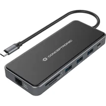 Conceptronic DONN15G 12-in-1 USB 3.2 Gen 1 Dockingstation, HDMI, VGA, Card-Reade