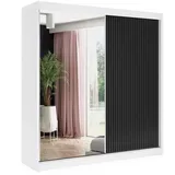 altdecor Kleiderschrank, Weiß, Schwarz, Holzwerkstoff, 200x215x61 cm, Schlafzimmer, Kleiderschränke
