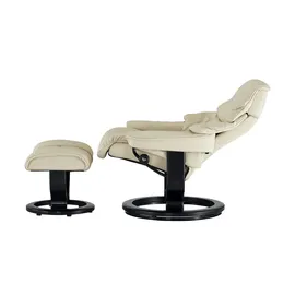 Stressless Relaxsessel Reno Leder 79 x 108 x 75 cm Creme mit Hocker