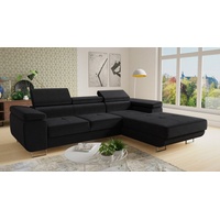 Sofnet Ecksofa Divo, mit Schlaffunktion und Bettkasten, Schlafsofa mit einstellbare Kopfstützen - Wohnlandschaft schwarz