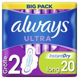 Always Ultra Binden Damen Gr. 2 (20 Damenbinden mit Flügeln) Big Pack, ultra dünn und super saugfähig, geruchsneutralisierend und Auslaufschutz