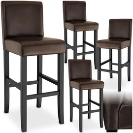 Tectake Barhocker, gepolstert mit Rückenlehne, Stuhlbeine aus Kunstleder, 4er Set braun
