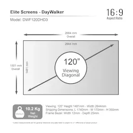 Elite Screens Beamer Leinwand, DAYWALKER EDGE FREE - RAHMENLEINWAND/120/geeignet für: normalen Beamer