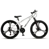 CARPAT SPORT Mountainbike 26 Zoll Mountainbike für Damen Herren Jungen, 21 Gang, Kettenschaltung, (Magnesiumfelgen mit 3 Speichen), Mechanische Scheibenbremse, Jugendfahrrad MTB Hardtail Fahrrad weiß