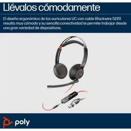Poly Blackwire 5220 USB-C Stereo-Headset + 3.5-mm-Stecker + USB-C/A-Adapter