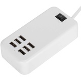 Akozon Ladestation für mehrere Geräte, 6-Port-Ladeadapter 30 W USB-Schnelllade-Desktop-Hub 100-240 VEU 4-Port-Portable Fast Plug Charger Office Home Travel