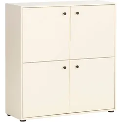 Hochkommode WELLTIME "Lovund, Breite 98 cm", beige (cremebeige), B:98,1cm H:101,9cm T:33,0cm, FSC-zertifizierter Holzwerkstoff, Sideboards, Türscharniere mit Softclose-Funktion