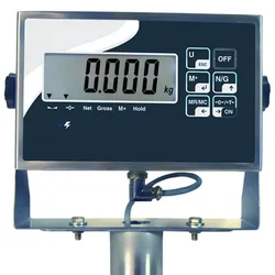 TMH INOX-Plattformwaage mit 150 kg und 500 x 650 mm mit Säule. Edelstahlwaagen für Säcke, Kartons, Lebensmittelverpackungen.