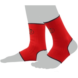 BAY-Sports Fußbandage Knöchelbandage Fußgelenkbandage Sprunggelenk ROT, Anatomische Passform rot|schwarz M