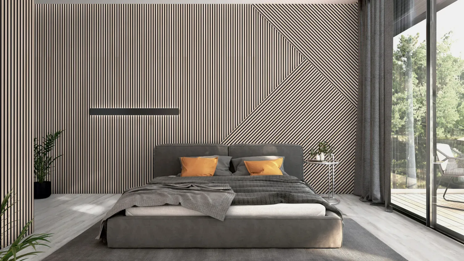 ter Hürne SilentDesign 1-Side Collection Akustikpaneele ruhig weiß naturgeölt Langpaneel Eiche Themse Fineline Furnier 3000x520x21 mm