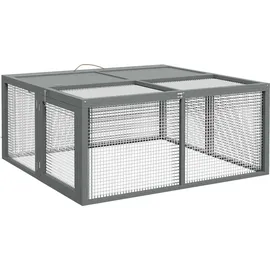 PawHut Kleintierstall mit Freilaufgehege 110 x 105 x 50 cm grau