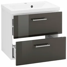 WELLTIME Waschbeckenunterschrank WELLTIME "Venedig", weiß (weiß, grau, grau), B:60cm H:54cm T:39cm, Schränke, Waschbeckenunterschrank, Badmöbel, Waschtisch inkl. Waschbecken, Breite 60 cm