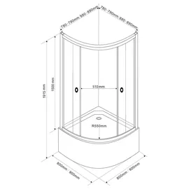 a&n&a aQualine ARLEN Duschabtrennung Viertelkreis mit Tür rechts 90 x 150 cm Weiß/Brickglas BTR903