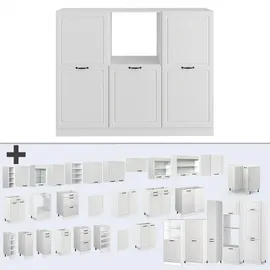 Vicco Küchenblock R-Line, Weiß Landhaus/Weiß, 180 cm ohne Arbeitsplatte
