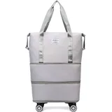 Qiyao - Gepäcktaschen Reisetasche, Trocken Und Nass Getrennt Mit Rollen - Grau