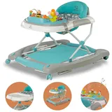 Bronea DREAMADE Lauflernhilfe, 4 in 1 Autoförmiger Lauflernwagen mit einstellbarer Geschwindigkeit, Musik & Licht, Babywalker Höhenverstellbar & Klappbar, Gehfrei Baby ab 6 Monate (Rot)