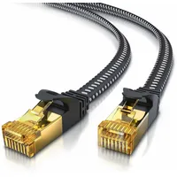 Primewire Flachbandpatchkabel CAT 7 mit Braiding, Gigabit Ethernet LAN Kabel 10 Gbit/s U/FTP PIMF, Netzwerkkabel - 20m
