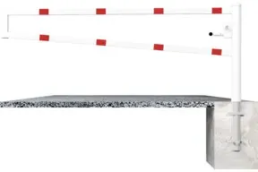 Schake Drehbare Wegesperre + selbsteinrastender Verriegelung 3,00m für Vorhangschloss Drehpfosten: Ø 102mm, Schrankenarm: 60x40mm, zum Einbetonieren, weiß / rot