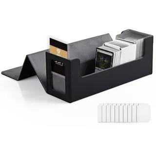 ZLCA MTG Card Deck Box mit Sichtfenster, Kartenaufbewahrungsbox für 600+ Single-Sleeve Karten, Trading Card Case für Commander CCG/TCG/EDH(Black)
