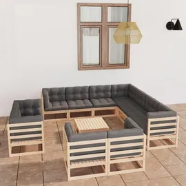 vidaXL Garten-Lounge-Set 12-tlg. grau