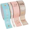 26436 - Washi Tape, Klebeband aus Reispapier, Hotfoil Frühjahr II, 4er Set - ideal zum Verzieren und Dekorieren