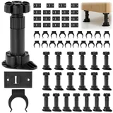QWORK® 20 Stück Möbelfüße Verstellbare Füße, stellfüße küche, küchenfüße, mit 10 Stück Sockelclips,10x Verbindungsplatte, erweiterte Reichweite: 100–120 mm