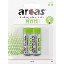 Arcas Akkus Ni-MH AA 2er Blister 800mAh 1,2V HR6 wiederaufladbar
