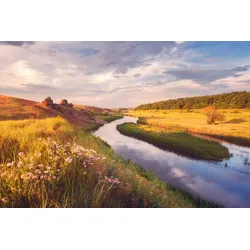 Fototapete PAPERMOON "Fluss durch Landschaft", bunt, B:4,00m L:2,60m, Vlies, Tapeten