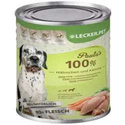 24 x 400 g Lecker.Pet® Paula's 100 % Hähnchen und Karotte Hundefutter Nassfutter