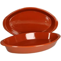 2er Set Ovale Auflaufform Boris Ton 39x23cm Größe L Mittelalter Wikinger